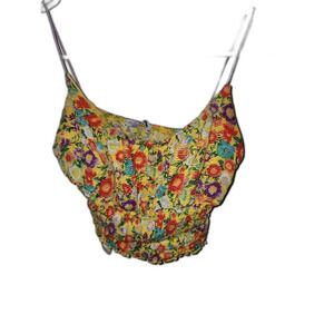 Women’s Yellow Floral Tank/Crop Top | XS
